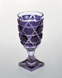 Stemmed Cut-glass with Purple Lattices (Satsuma style)