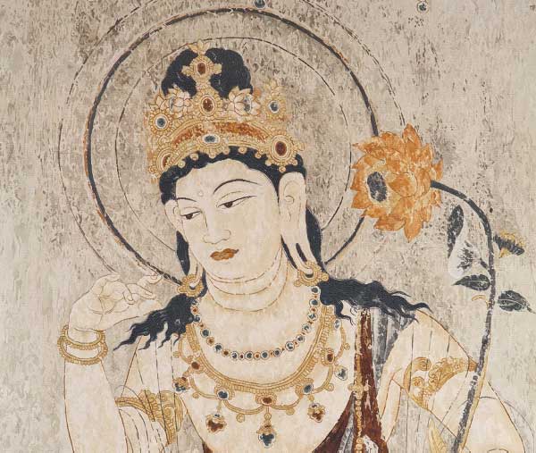 Tsuzure-Ori (Superfine Tapestry), ‘Lotus Maitreya Buddha’(Detail)