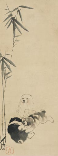 Shide, Puppies with Bamboo, and Budai